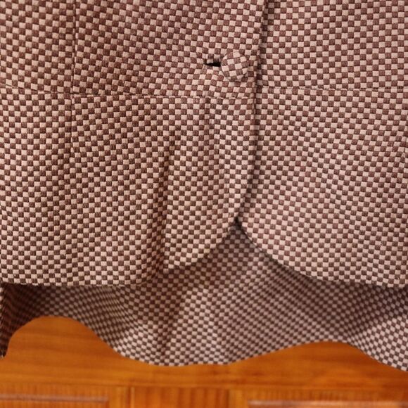 Kay Unger Brown Checkered Skirt Suit & Blazer Jacket Set 12 Vintage Chic - Picture 7 of 15